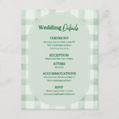 セージグリーンのギンガムチェックの結婚式詳細情報 エンクロージャーカード (正面)