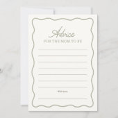 セージグリーンのギンガム ベイビーシャワー アドバイスカード 招待状 (正面)