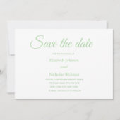 セージグリーンのクラシックでミニマルな結婚式の保存日 セーブザデート (正面)