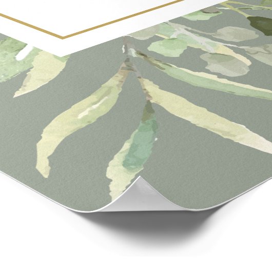 セージグリーンのグリーンウェディング ウェルカムサイン ポスター (角)