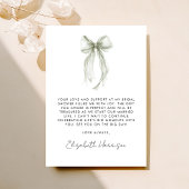 セージグリーンのコケッテボウ ウォーターカラーのブライダルシャワー サンキューカード