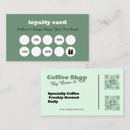 セージグリーンのコーヒーショップロイヤルティスタンプカード ロイヤリティカード