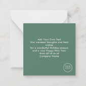 セージグリーンのコーポレートビジネスシーズン挨拶 ノートカード (裏面)