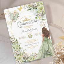 セージグリーンのゴールデンバタフライフラワー quinceañera