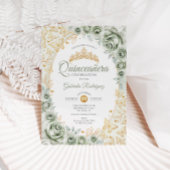 セージグリーンのゴールドフラワーのキンセアニエラ 招待状