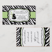 セージグリーンのシマウマのスパの熱い石の名刺 名刺 (正面/裏面)