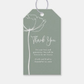 セージグリーンのシンプルな花柄のウェディングサンクスカード ギフトタグ (正面)