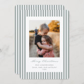 セージグリーンのストライプが楽しいクリスマスフラットフォト シーズンカード (正面/裏面)