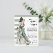 セージグリーンのストライプとポルカドットの花嫁のシャワー サンキューカード (スタンド正面)