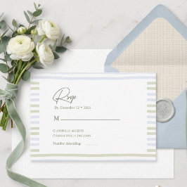 セージグリーンのストライプのリボンの結婚式の封筒カード エンクロージャーカード