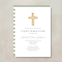 セージグリーンのストライプの宗教的な男子の堅信礼