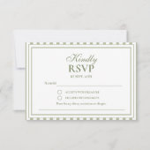 セージグリーンのストライプ オールドマネー ウェディング招待状 RSVP (正面)