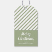 セージグリーンのストライプ メリークリスマス ギフトタグ (正面)