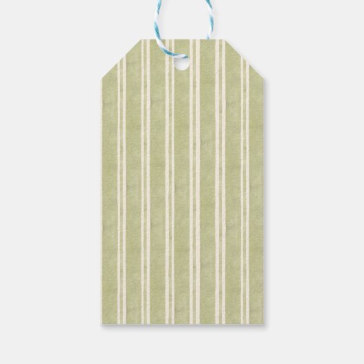 セージグリーンのストライプ レトロ エレガント ブライダルシャワー ギフトタグ (裏面)