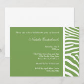 セージグリーンのゼブラ柄の花嫁お披露目パーティー招待状 招待状 (正面/裏面)