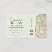 セージグリーンのソーシャルメディア シンプル グリッター ウォーターカラー 名刺 (裏面)