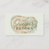 セージグリーンのソーシャルメディア シンプル グリッター ウォーターカラー 名刺 (正面)