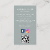 セージグリーンのソーシャルメディアInstagram Facebook QRコード 名刺 (裏面)