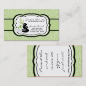 セージグリーンのダマスク織のスパの熱い石の名刺 名刺 (正面/裏面)