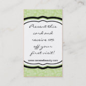 セージグリーンのダマスク織のスパの熱い石の名刺 名刺 (裏面)