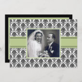 セージグリーンのダマスク・アニバーサリー・パーティー招待状 招待状 (正面/裏面)