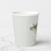 セージグリーンのチェック柄の弓のベビーシャワー 紙コップ (右)