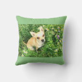 セージグリーンのチワワの投球枕 クッション (裏面)