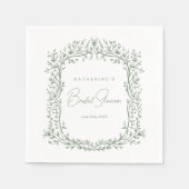 セージグリーンのトワル柄カクテルナプキン スタンダードカクテルナプキン (正面)