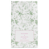 セージグリーンのトワール クラシック ヴィンテージ フラワーの結婚式 スモールペーパーバッグ (裏面)