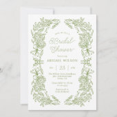 セージグリーンのハイドランジア ブライダルシャワーの招待状 招待状 (正面)