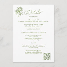 セージグリーンのハイドランジア 結婚式の詳細カード エンクロージャーカード