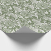 セージグリーンのハイビスカスの花模様 ラッピングペーパー (角)