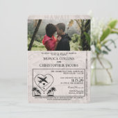 セージグリーンのハワイ パスポート ウェディング招待状 招待状 (スタンド正面)