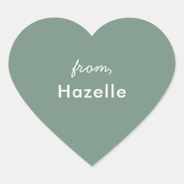 セージグリーンのハート形バレンタインシール ハートシール