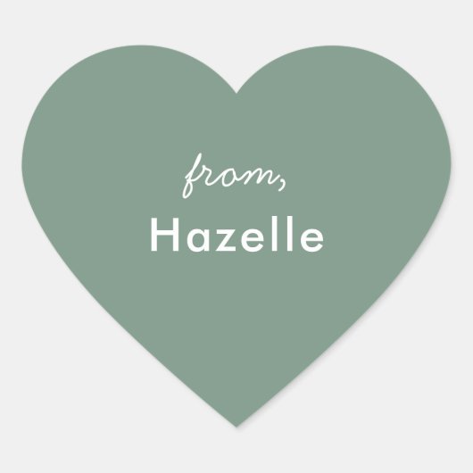 セージグリーンのハート形バレンタインシール ハートシール (正面)