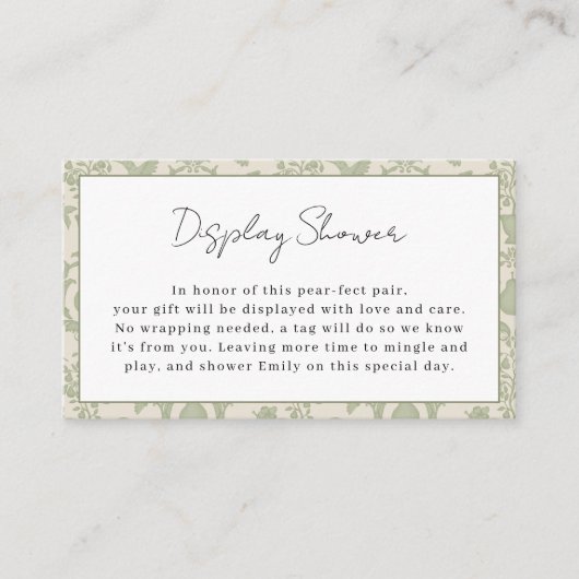 セージグリーンのパーフェクトペア ディスプレイシャワー インサートカード エンクロージャーカード (正面)