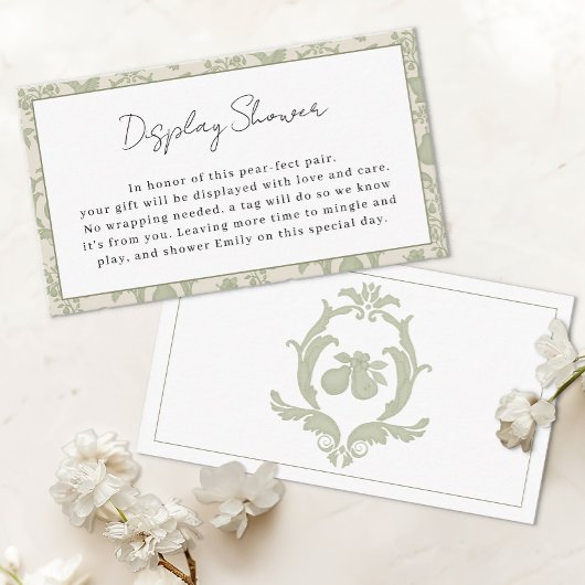 セージグリーンのパーフェクトペア ディスプレイシャワー インサートカード エンクロージャーカード