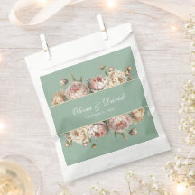 セージグリーンのピーコックガーデンウェディングギフトバッグ