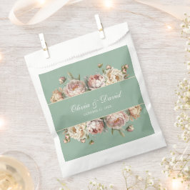 セージグリーンのピーコックガーデンウェディングギフトバッグ フェイバーバッグ