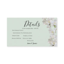セージグリーンのフラワーの結婚式詳細カード