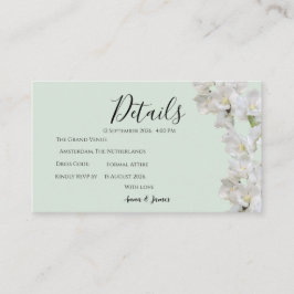 セージグリーンのフラワーの結婚式詳細カード エンクロージャーカード