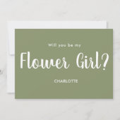 セージグリーンのフラワーガールスクリプト 招待状 (正面)