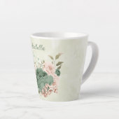 セージグリーンのフラワーブラッシュ カフェラテマグ (右アングル)