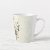 セージグリーンのフラワーブラッシュ カフェラテマグ (右)