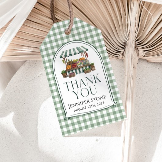 セージグリーンのブライダルシャワー ギフトタグ
