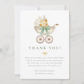 セージグリーンのベイビーシャワーの感謝カード| ヴィンテージ サンキューカード (正面)