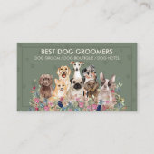 セージグリーンのペットシッター犬獣医フレーム付きの肉球 名刺 (正面)