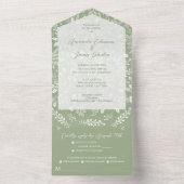 セージグリーンのホワイトボタニカル結婚ズ オールインワン招待状 (内側)