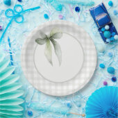 セージグリーンのボウギンガムベイビーシャワー ペーパープレート (パーティー)