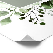 セージグリーンのボタニカルフラワー結婚式ウェルカムサイン ポスター (角)